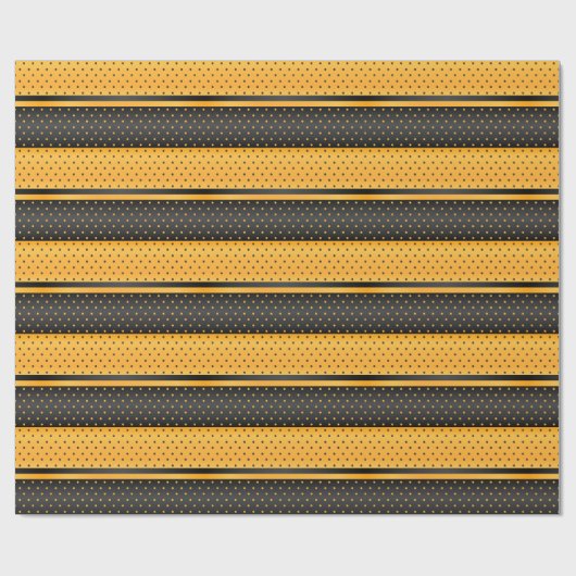 Geel en zwart Polka Dot Stripe Design Cadeaupapier (Vlak)