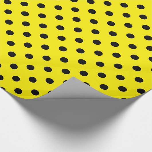 Geel en zwart puntvlek op witte vlek cadeaupapier (Hoek)