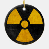 Geel en zwart radioactief kernreactorkeram keramisch ornament (Achterkant)
