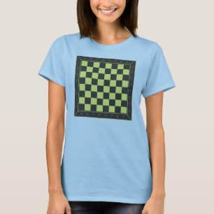 Geel en zwart schaaktafel t-shirt