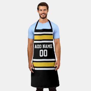 Geel en zwart sport jersey aangepaste naam nummer schort