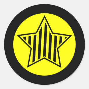 Geel en zwart ster rondenkruis ronde sticker