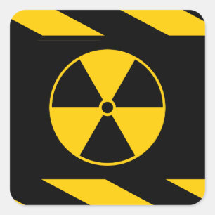 Geel en zwart van de radioactieve kernreactor vierkante sticker