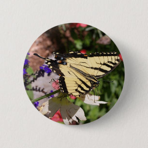 Geel en zwart-witje ronde button 5,7 cm
