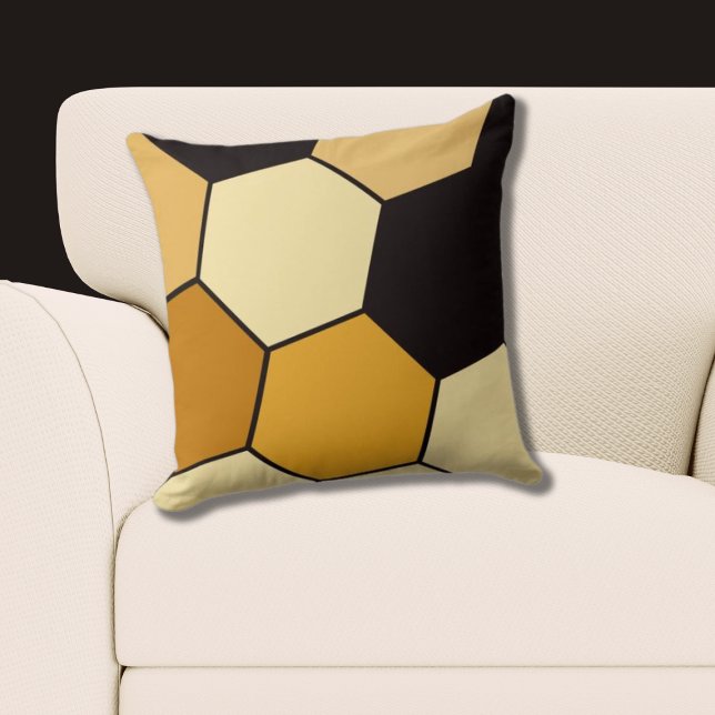 Geel en zwart zeshoek patroon kussen (Yellow and Black Hexagon Pattern Throw Pillow)