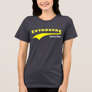 Geel extravert typografie Swoosh aangepaste datum Tri-Blend Shirt