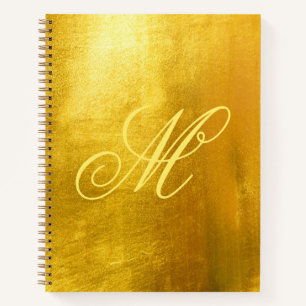 Geel Fancy Monogram Kleine Faux Gold Foil Notitieboek
