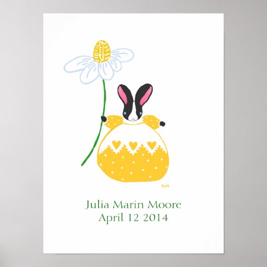 Geel Fifi Daisy Bunny verjaardagsposter Poster (Voorkant)