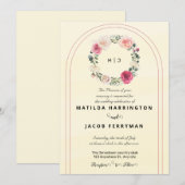 Geel flesjesmonogram Floral grote uitnodiging (Voorkant / Achterkant)