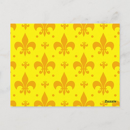 Geel Fleur-de-lis Patroonontwerp Briefkaart (Achterkant)