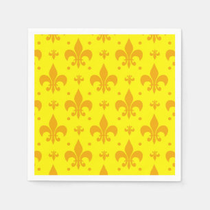 Geel Fleur-de-lis Patroonontwerp Servet