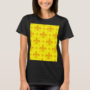 Geel Fleur-de-lis Patroonontwerp T-shirt