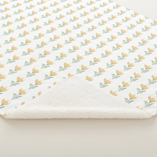 Geel Floral design Sherpa Deken (3/4)