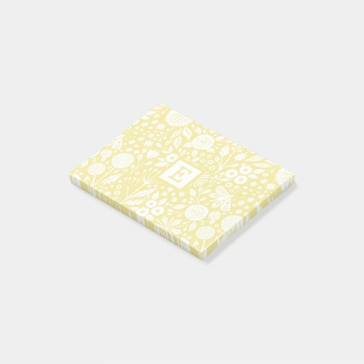  Geel  Floral Hand getekend  Post-it® Notes (Schuin)