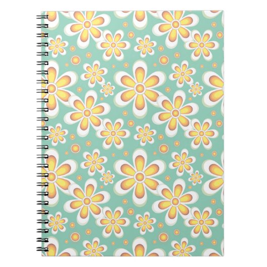 Geel Floral Pattern Notitieboek (Voorkant)