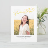 Geel Foto Afstuderen Aankondiging (Staand voorkant)