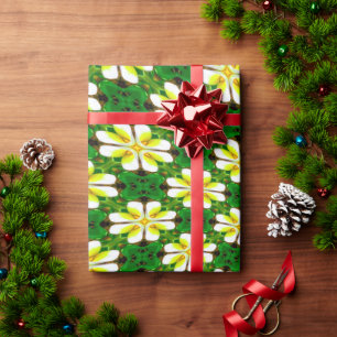 geel Frangipani-patroon Cadeaupapier