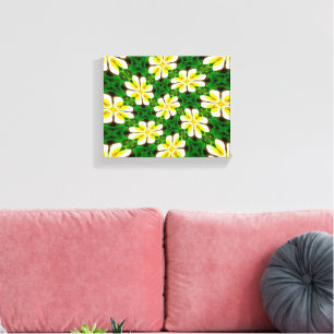 geel Frangipani-patroon Canvas Afdruk