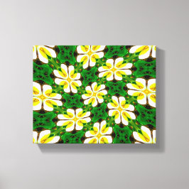 geel Frangipani-patroon Canvas Afdruk