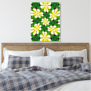 geel Frangipani-patroon Canvas Afdruk