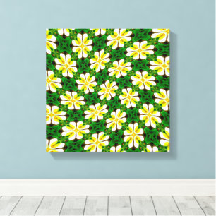 geel Frangipani-patroon Canvas Afdruk