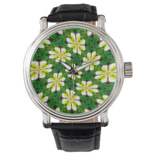geel Frangipani-patroon Horloge