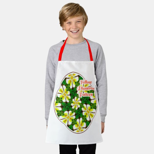 geel Frangipani-patroon Schort (Gedragen)