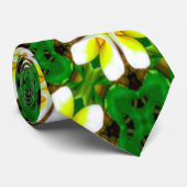 geel Frangipani-patroon Stropdas (Opgerold)