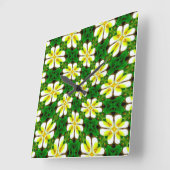 geel Frangipani-patroon Vierkante Klok (Hoek)