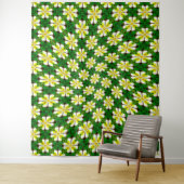 geel Frangipani-patroon Wandkleed (In situ)