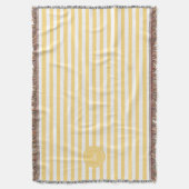 Geel Frans strand Stripe gepersonaliseerd monogram Deken (Voorkant Verticaal)