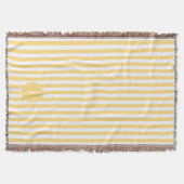Geel Frans strand Stripe gepersonaliseerd monogram Deken (Voorkant)