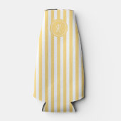 Geel Frans strand Stripe gepersonaliseerd monogram Flesjeskoeler (Voorkant)