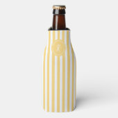 Geel Frans strand Stripe gepersonaliseerd monogram Flesjeskoeler (Fles Voorkant)