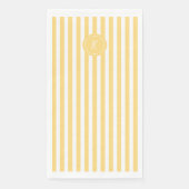 Geel Frans strand Stripe gepersonaliseerd monogram Servet (Voorkant)