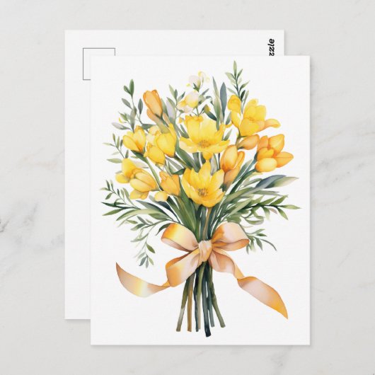 Geel Freesia Bloemen Boquet Briefkaart (Voorkant / Achterkant)