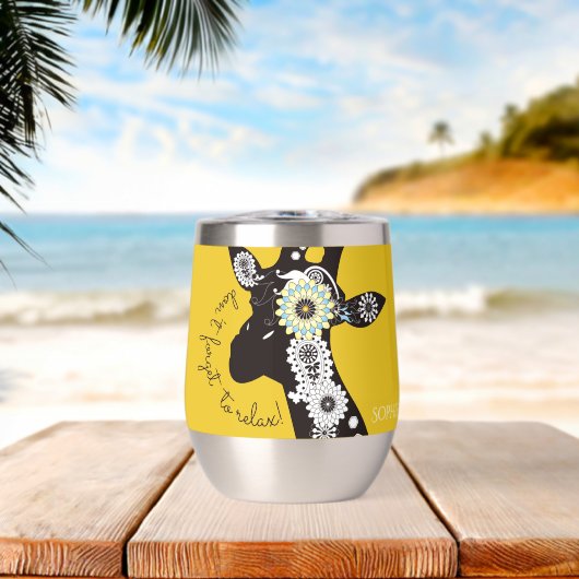 Geel Funky Grappige Giraffe Ontspan Gepersonalisee (Strand (Gedraaid) )