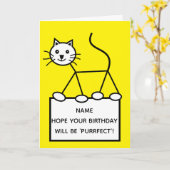 Geel Funny Cool Cat Cartoon Verjaardag Kaart (Gele Bloem)