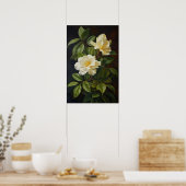 Geel Gardenias Bloemenkunst Print Poster (Keuken)