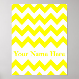 Geel gebold Chevron met monogram Poster