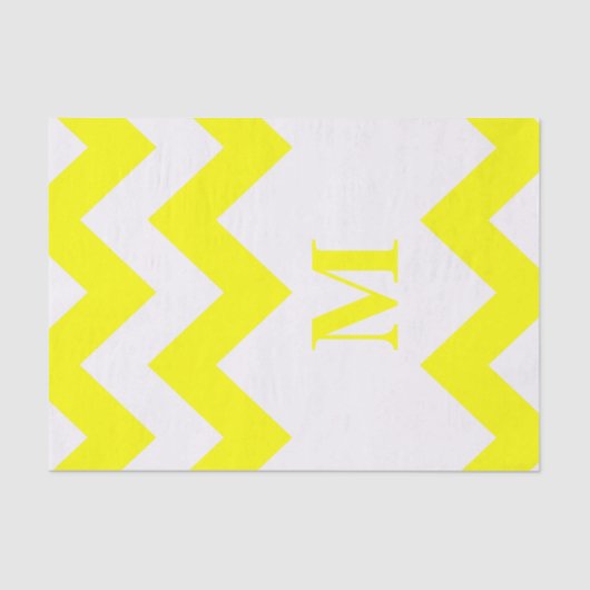 Geel gebold Chevron met monogram Tissuepapier (Voorkant)