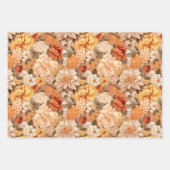  geel gebrande oranje beige bruine bloemen inpakpapier vel (Voorkant)