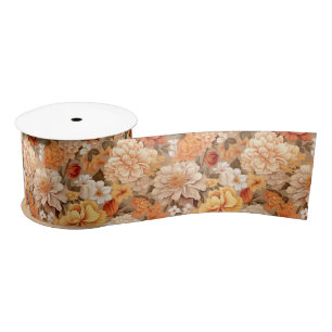  geel gebrande oranje beige bruine bloemen lint