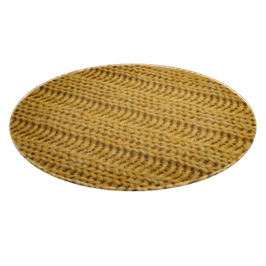 Geel gebreide trendy achtergrond snijplank (Hoek)