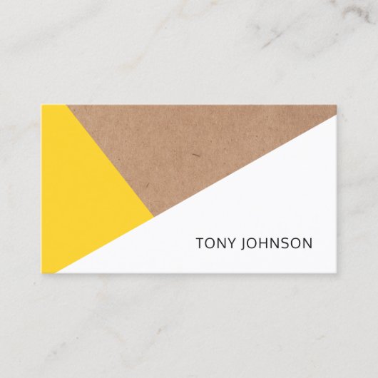 Geel geelwit geometrisch gekleurd Kraft Paper Visitekaartje (Voorkant)
