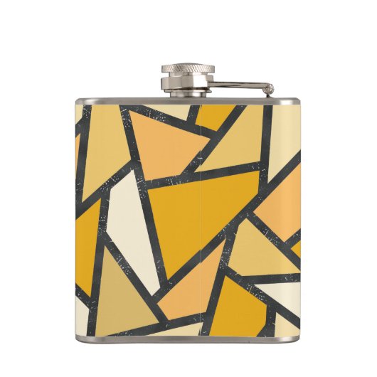 Geel gekleurd glazen patroon heupfles (Achterkant)
