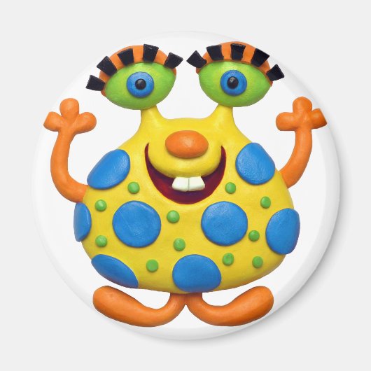 Geel gekleurd monster magneet (Voorkant)
