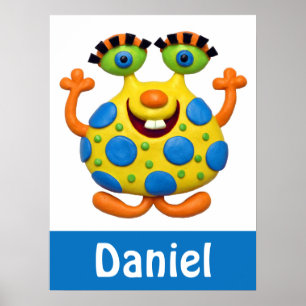 Geel gekleurd monster poster