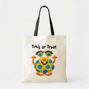 Geel gekleurd monster tote bag