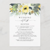 Geel gekleurde bloemen bruiloft informatie informatiekaartje (Voorkant)